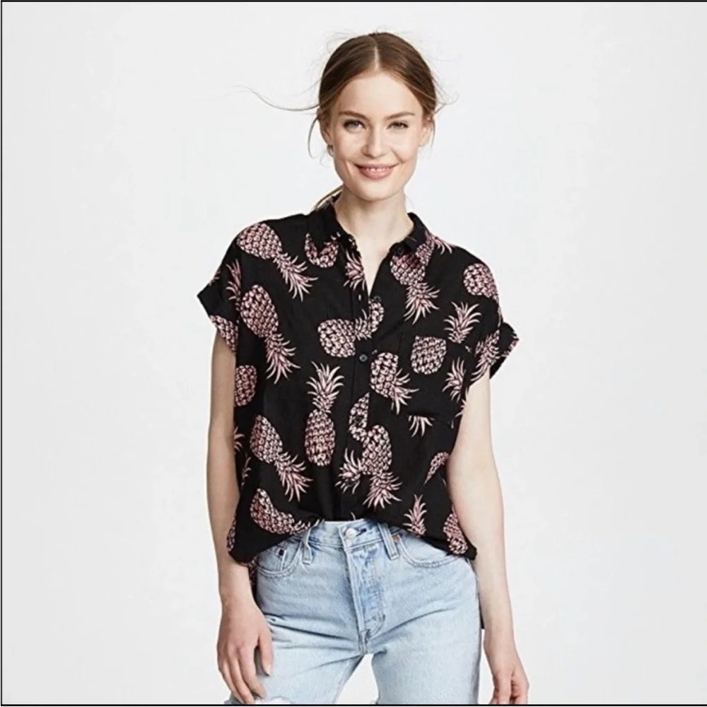 Rails Whitney Shirt Pineapple Pinya Print Linen Blend Sz S - Picture 2 of 16